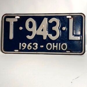 Liscense Plate Ohio 1963 T943L